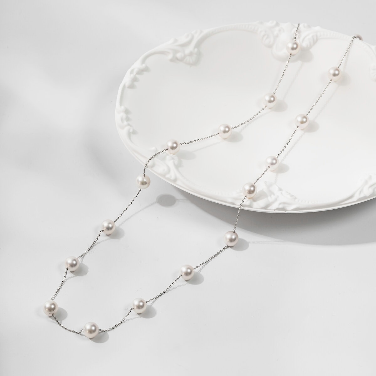 プラチナ あこやパール6.5mmステーションネックレス 55cm