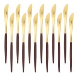 クチポール ゴア ディナーナイフ 12本セット ゴールド x ブラウン