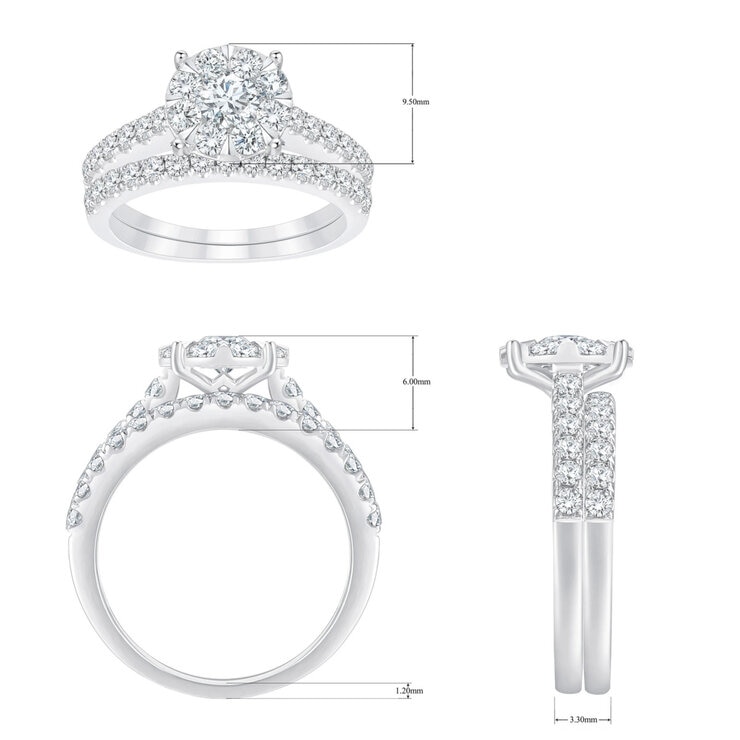 14K ホワイトゴールド 1.40カラット ダイヤモンド リング セット 14K ホワイトゴールド 1.40カラット ダイヤモンド リング セット
