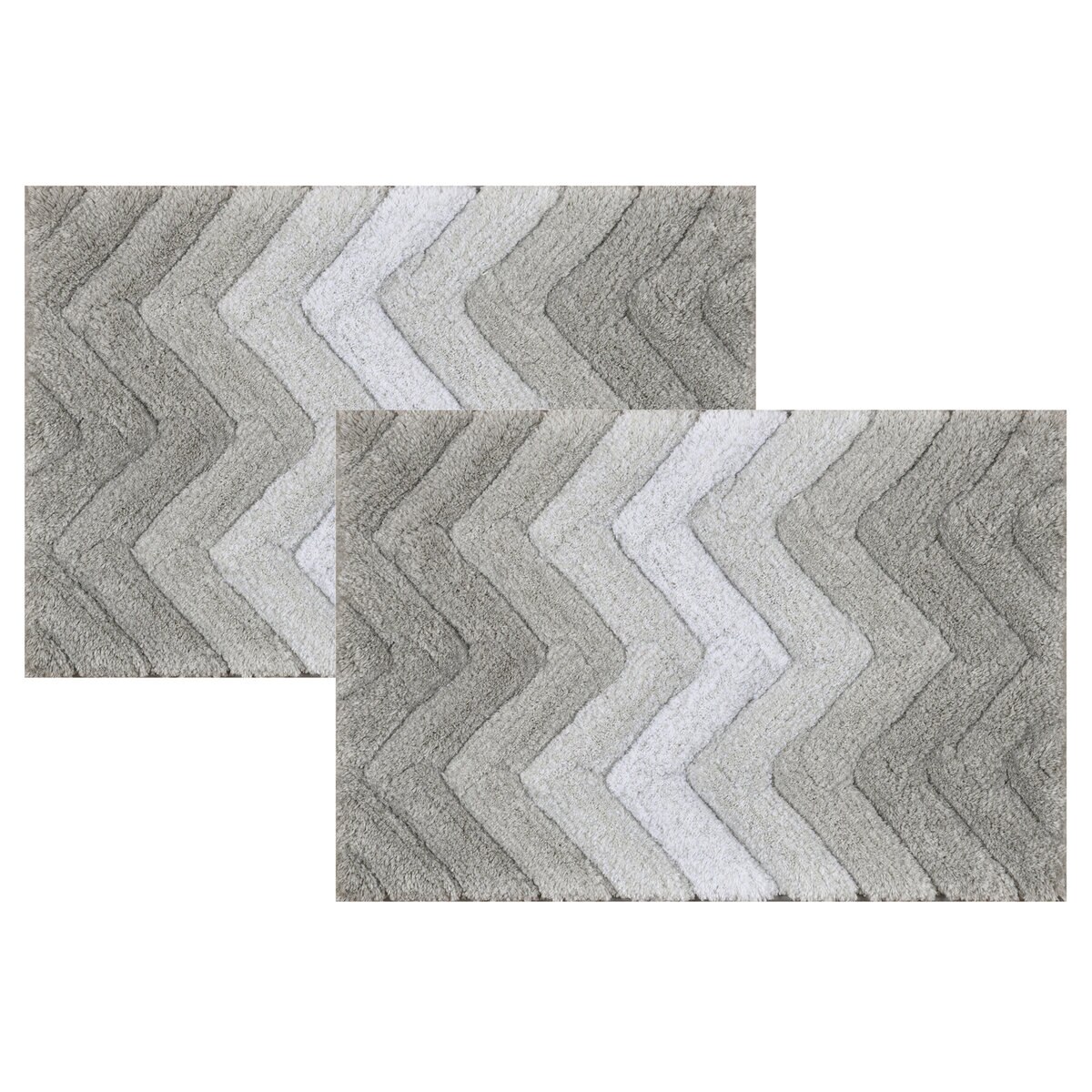 RIVIERA HOME マイクロポリエステル バスマット 40cm x 60cm 2枚組 ライトグレー