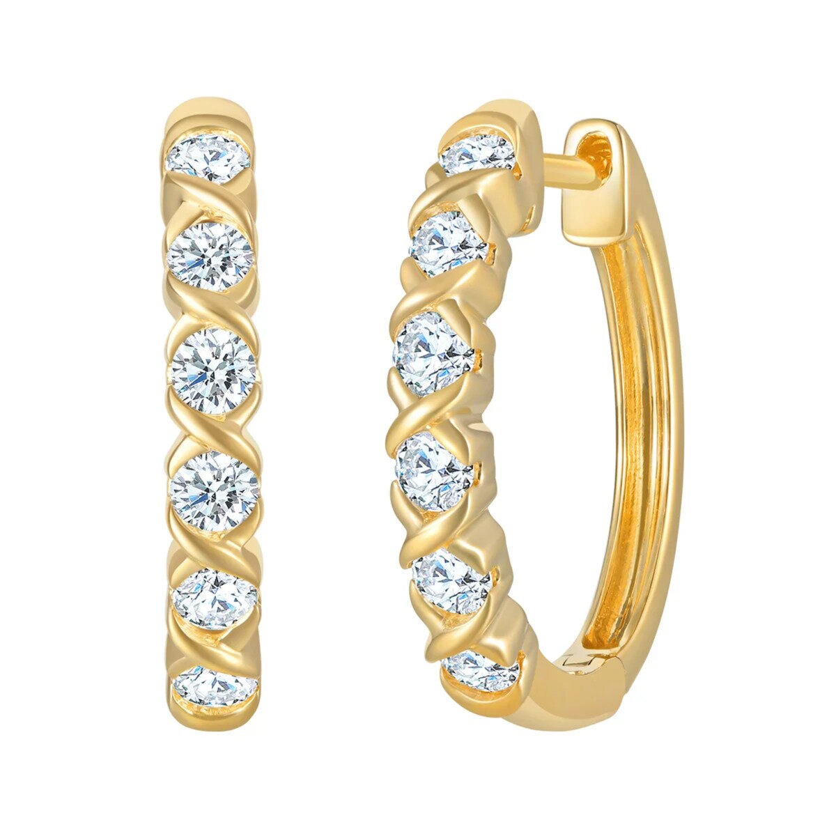 14K イエローゴールド 0.50カラット ダイヤモンド フープピアス