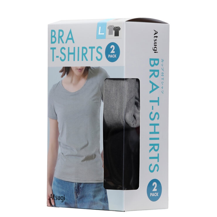 アツギ カップ付Tシャツ 2枚組 グレー/ブラック L