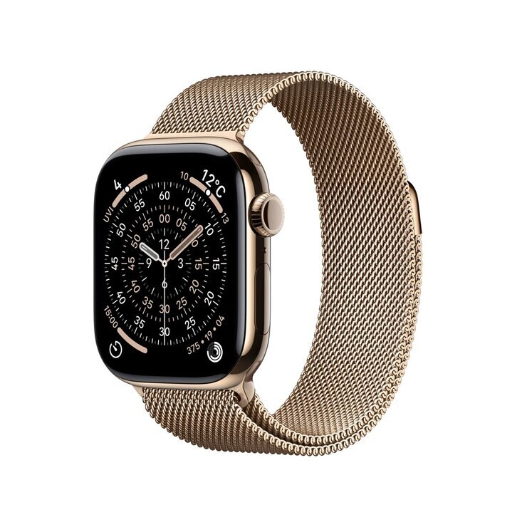 Apple Watch S11 Cellular 42mmゴールドチタニウムケースとゴールドミラネーゼループ