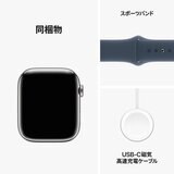Apple Watch Series 9（GPS + Cellularモデル）- 45mmシルバーアルミニウムケースとストームブルースポーツバンド - M/L