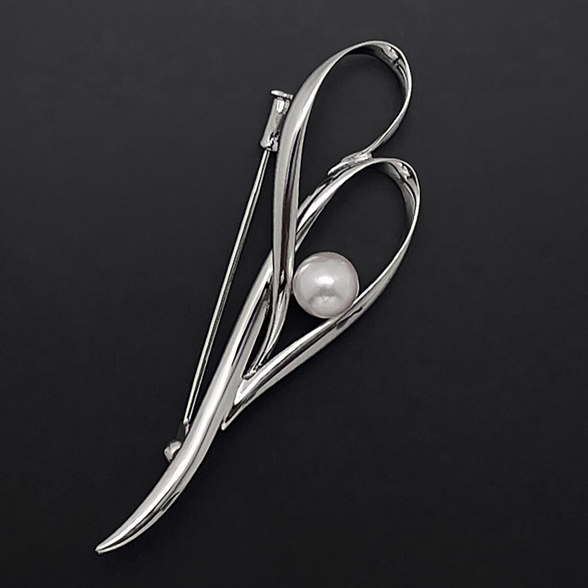あこやパール 7.5mm シルバーブローチ