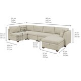 Thomasville 布製モジュラーソファ6ピース ライトベージュ 収納オットマン付