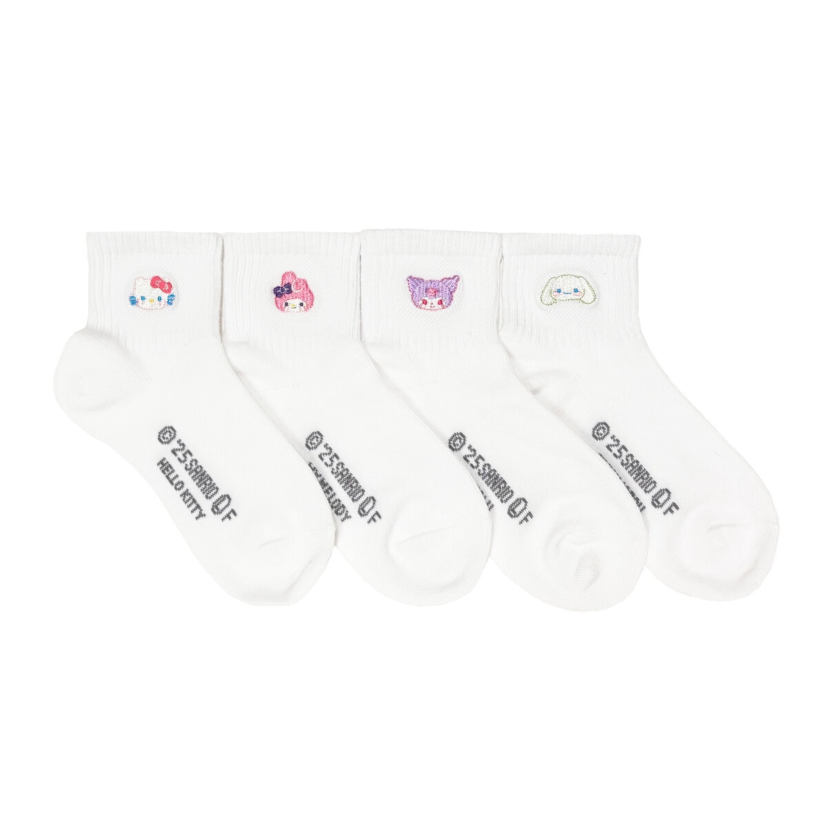 サンリオ スクール ソックス 4足組 ホワイト ハローキティ/マイメロディ/クロミ/シナモロール