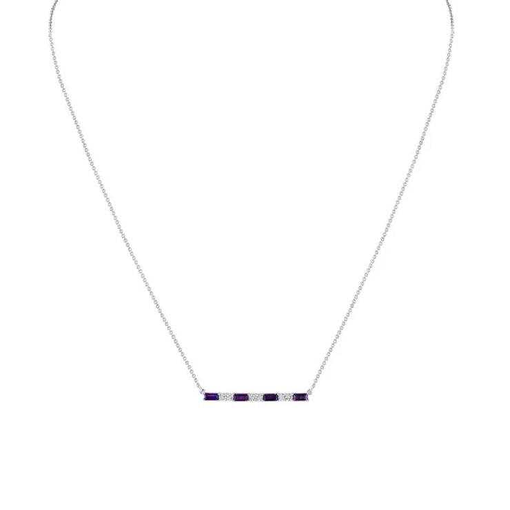 14K ホワイトゴールド 0.19カラット ダイヤモンド / アメジスト ネックレス 14K ホワイトゴールド 0.19カラット ダイヤモンド / アメジスト ネックレス