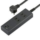 オーム電機 2口 PD対応USBポート付きタップ 　2m ブラック HS-TU22PD23-K
