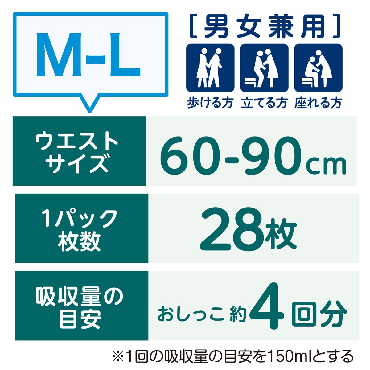 肌ケア アクティ 大人用おむつ 長時間パンツ M-L 56枚（28枚×2）