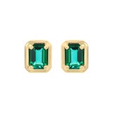 18K イエローゴールド エメラルドカット 合成エメラルド ピアス