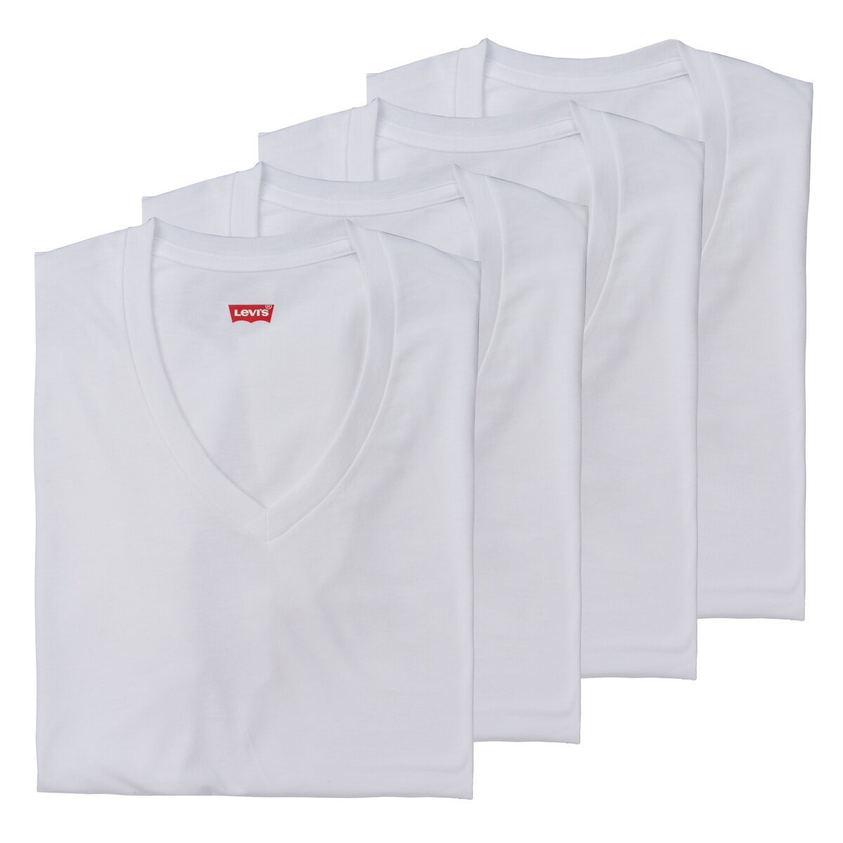 リーバイス メンズ Vネック Tシャツ 4枚組 ホワイト M