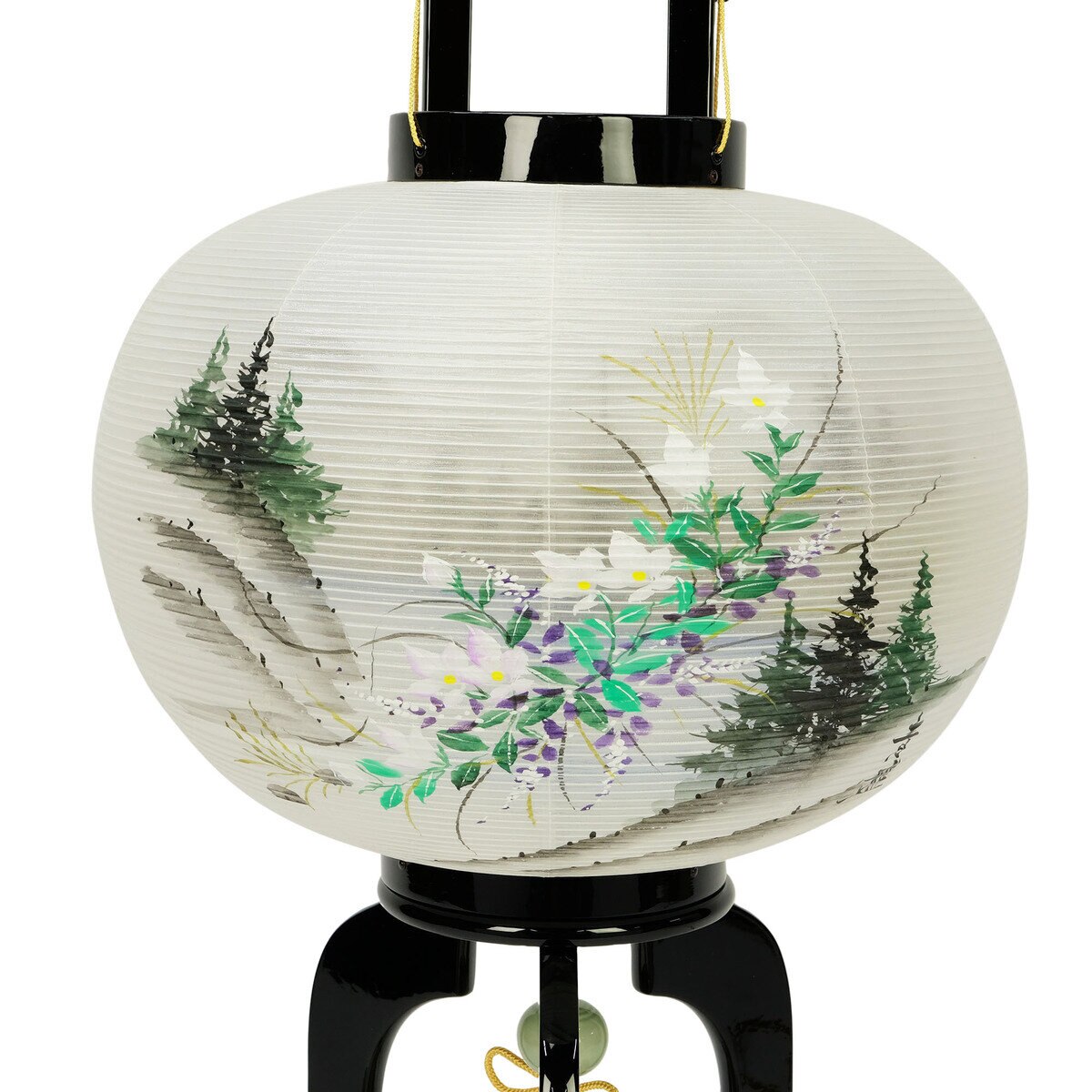 盆提灯 行灯 黒樹大11号絹二重絵入