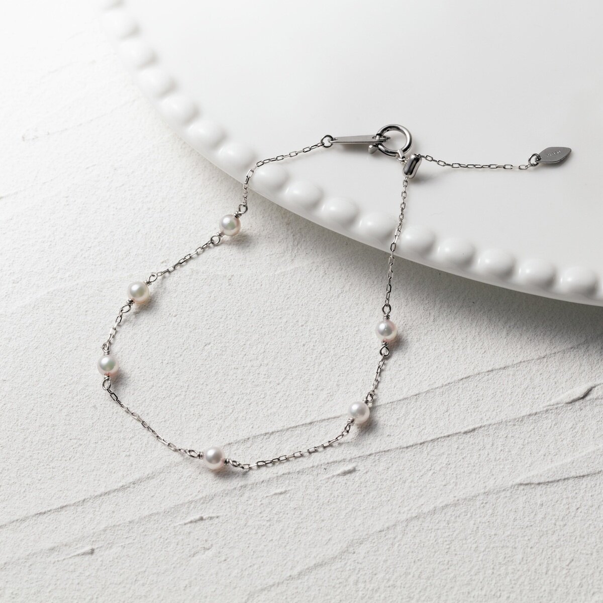 PLATINUNM 850 AKOYA STATION BRACELET 3mm /19cm