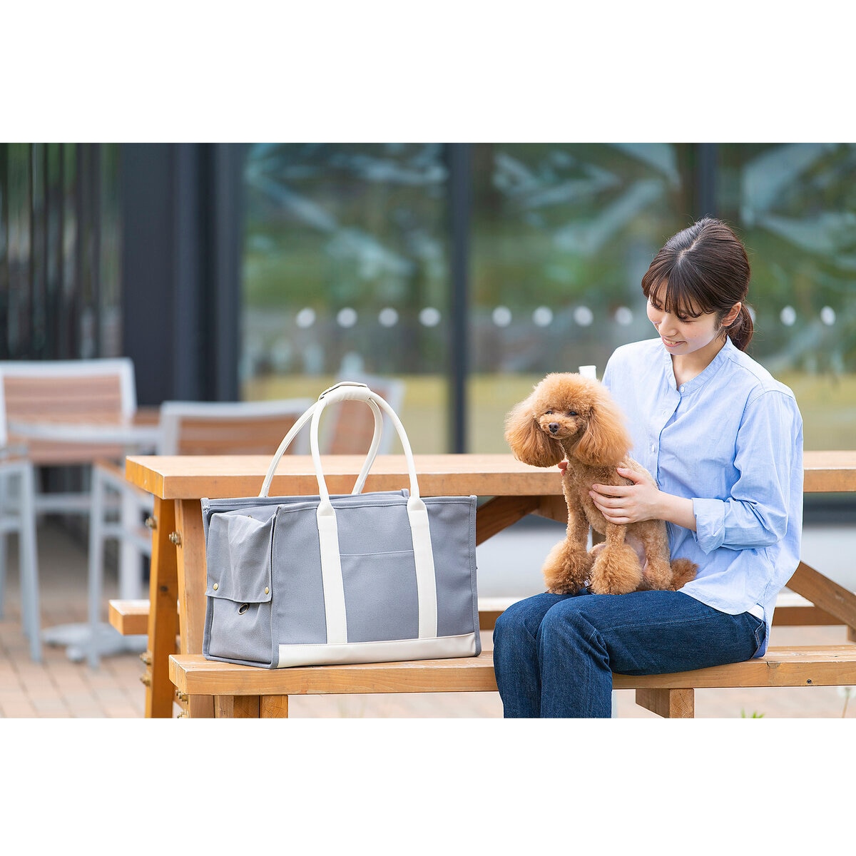 キャンバス トート キャリー L サイズ グレー