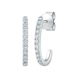 18K ホワイトゴールド 0.25カラット ダイヤモンド Jフープ ピアス