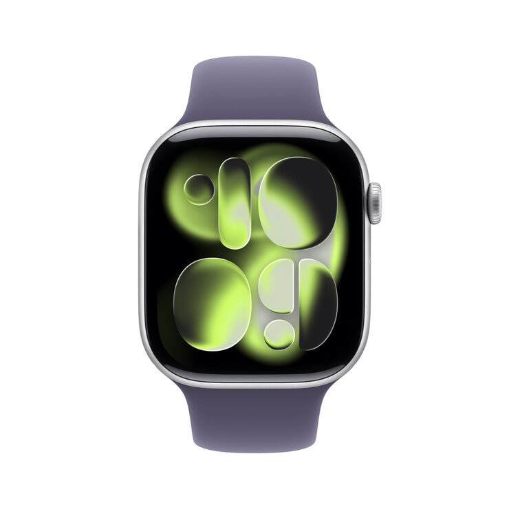 Apple Watch S11 Cellular 46mmシルバーアルミニウムケースとパープルフォグスポーツバンド - M/L Apple Watch S11 Cellular 46mmシルバーアルミニウムケースとパープルフォグスポーツバンド - M/L