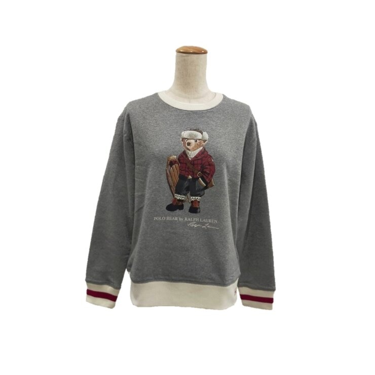 ポロ ラルフローレン キッズ ベア スウェットシャツ グリーン/グレー