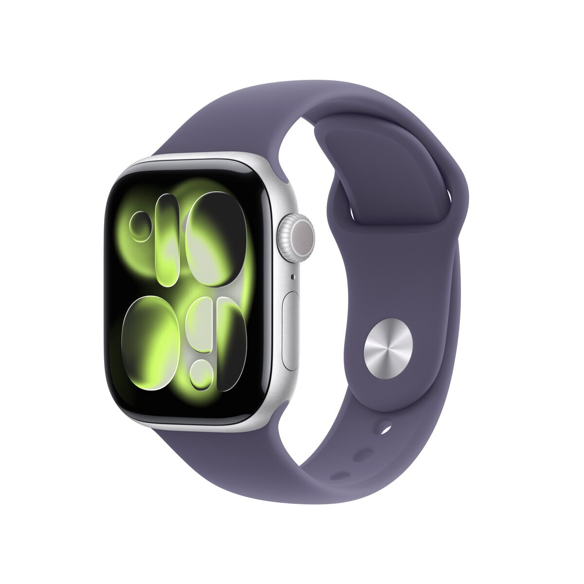 Apple Watch S11 Cellular 42mmシルバーアルミニウムケースとパープルフォグスポーツバンド - M/L