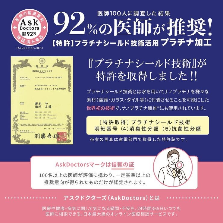 Ask Doctors 抗菌防臭バスマット 45cm x 60cm 2枚組 ライトグレー