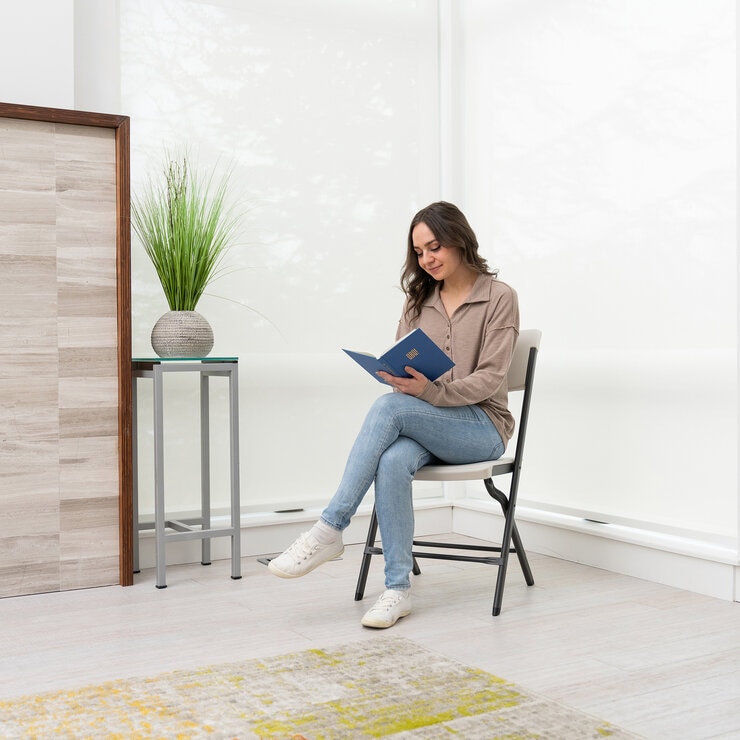 LIFETIME 折り畳み椅子 4脚セット アーモンド