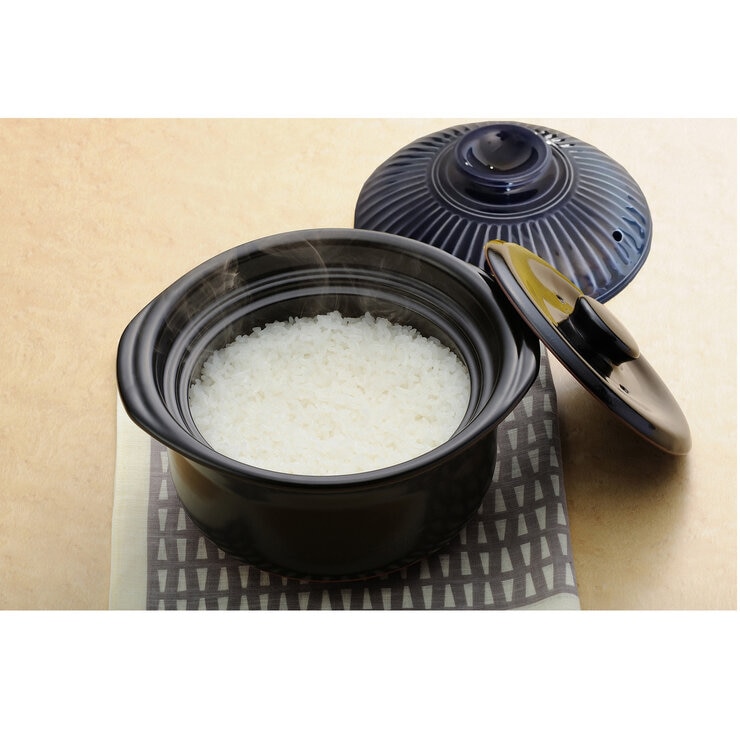 菊花 瑠璃釉 2合炊きご飯鍋 ひのきポットスタンド付き 菊花 瑠璃釉 2合炊きご飯鍋 ひのきポットスタンド付き