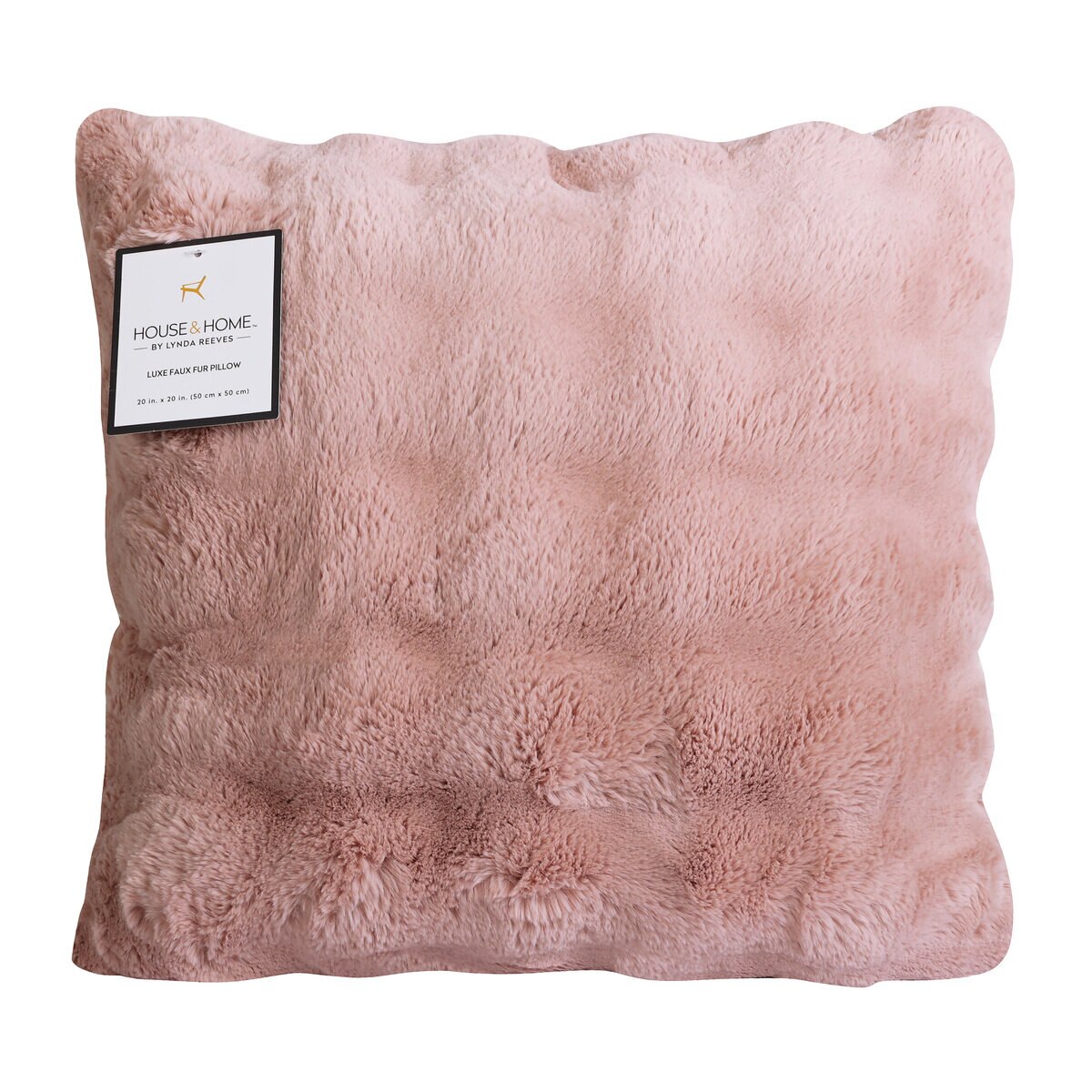 フェイクファークッション 50 x 50cm ライトピンク