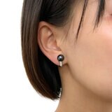 黒蝶真珠 18Kホワイトゴールド 0.24ct ピアス