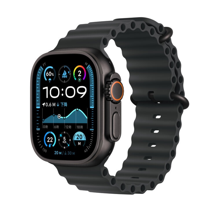 Apple Watch Ultra 2(GPS + Cellularモデル)- 49mmブラックチタニウムケースとブラックオーシャンバンド Apple Watch Ultra 2(GPS + Cellularモデル)- 49mmブラックチタニウムケースとブラックオーシャンバンド
