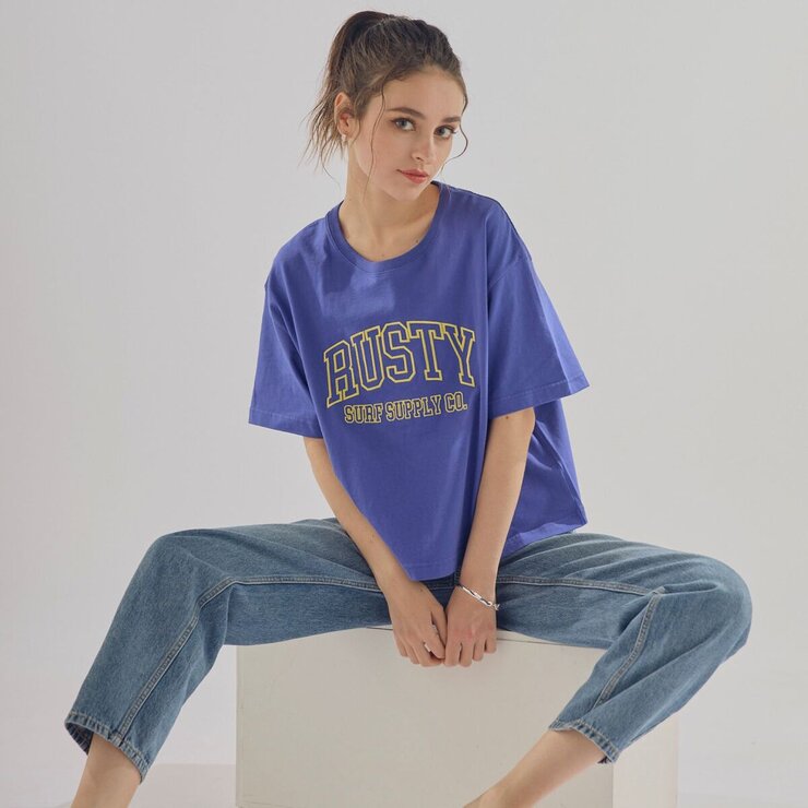 ラスティ レディース 半袖Tシャツ ブルー M ラスティ レディース 半袖Tシャツ ブルー M