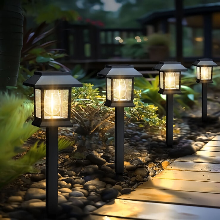 トレードワン ソーラー充電式 アンティークガーデンライト Mサイズ(エジソン電球型) 4個セット