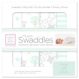 スワドルデザイン おくるみセット4枚組 ドット/ウッドランド/スター/ストライプ（パステルグリーン)