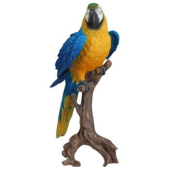 ウービア 切り株にとまるコンゴウインコの置物 ブルー 特大 H14142-1