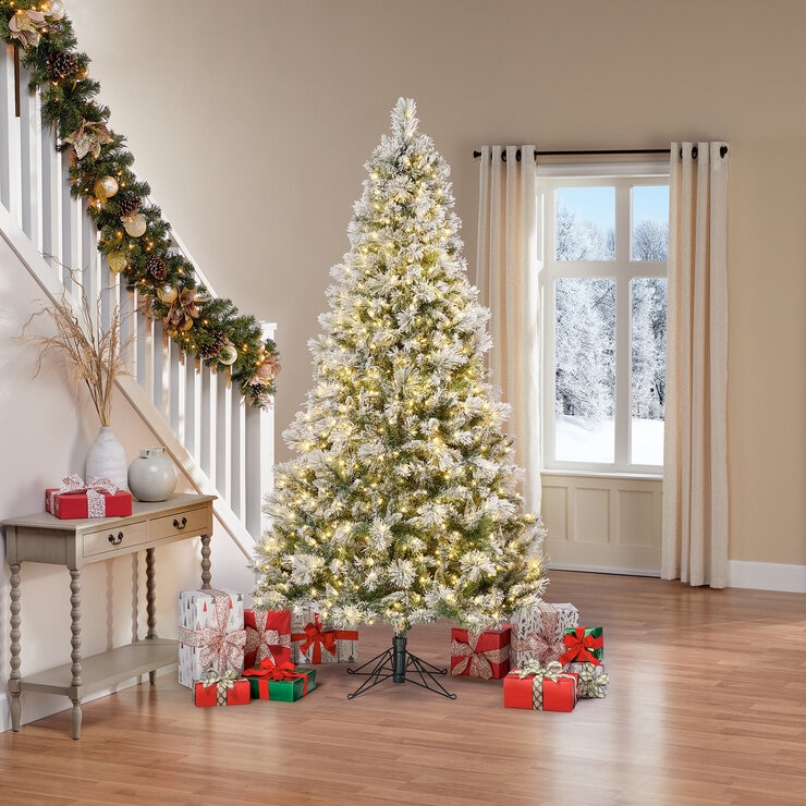 クリスマスツリー グリッターフロック 電飾付き 約229cm クリスマスツリー グリッターフロック 電飾付き 約229cm