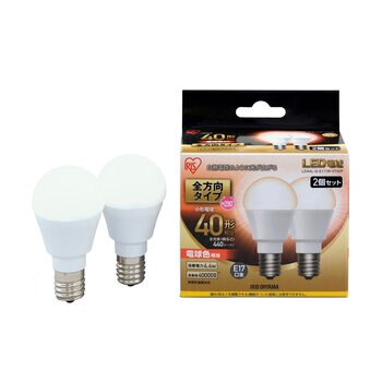 アイリスオーヤマ LED電球 全方向 E17 40型相当 2個セット 電球色 LDA4L-G-E17/W-4T52P