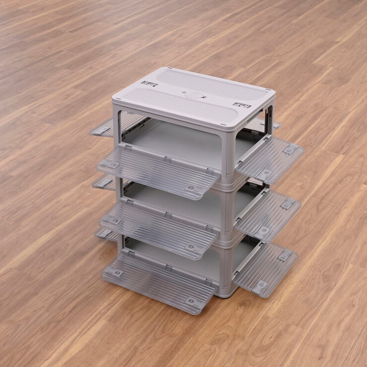 YAMAZEN コンテナフルオープンボックスM 3個組 グレージュ