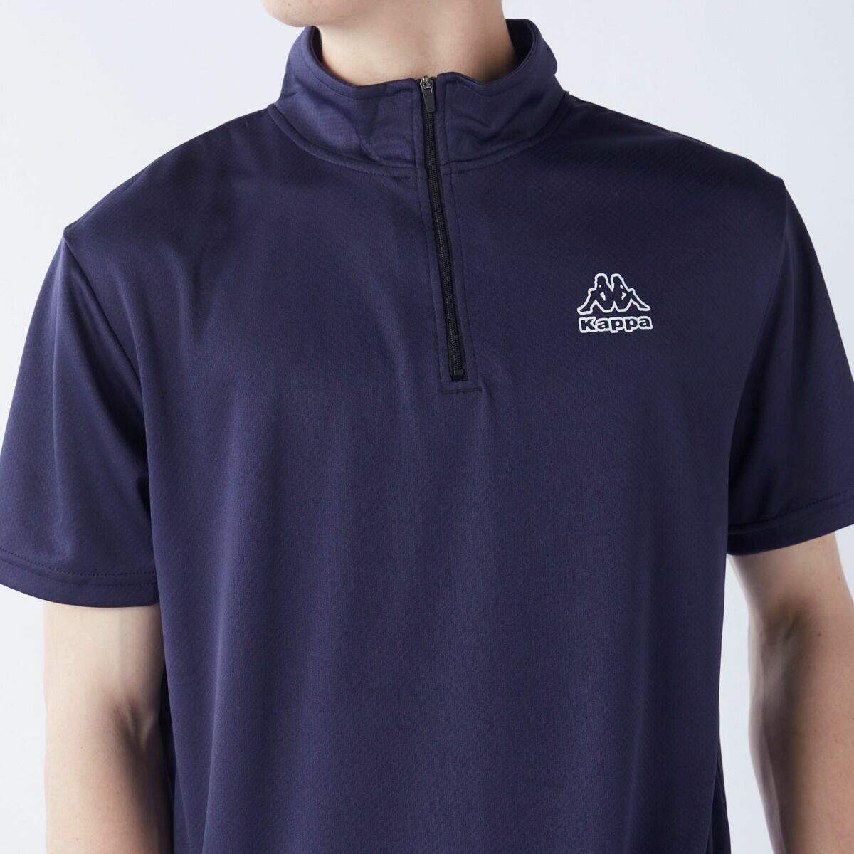 カッパ メンズ ハーフジップ 半袖 Tシャツ / ネイビー / L
