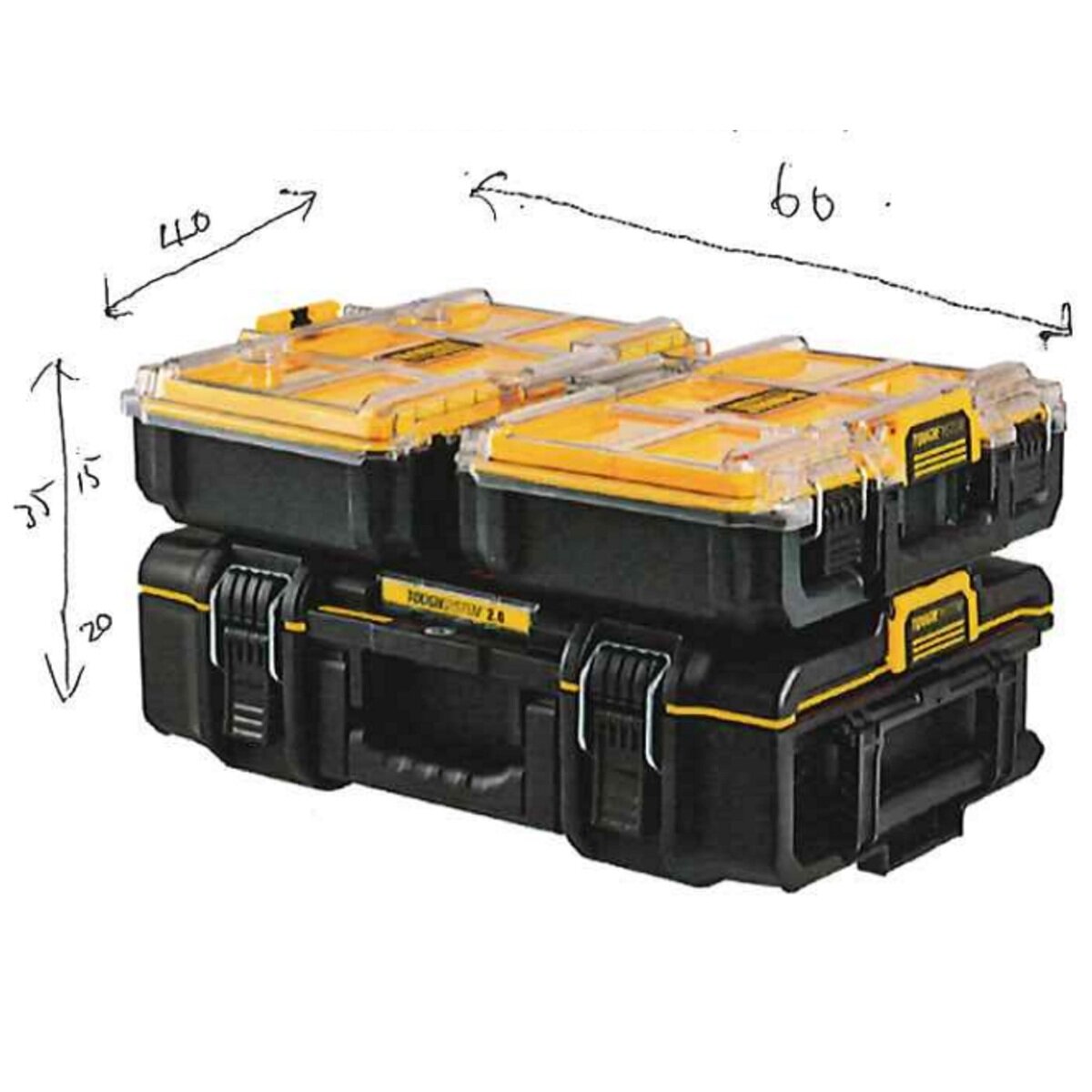 DeWalt(デウォルト) タフシステム オーガナイザーｘ２&Ｓサイズボックスセット