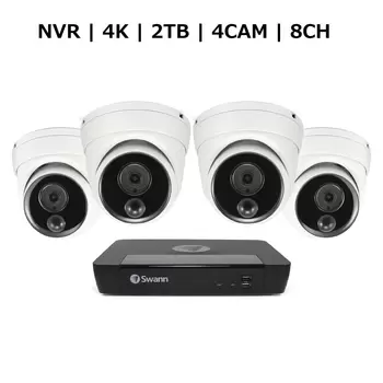 SWANN 8CH 4K NVRシステム 2TB 4K ドーム カメラ 4個セット
