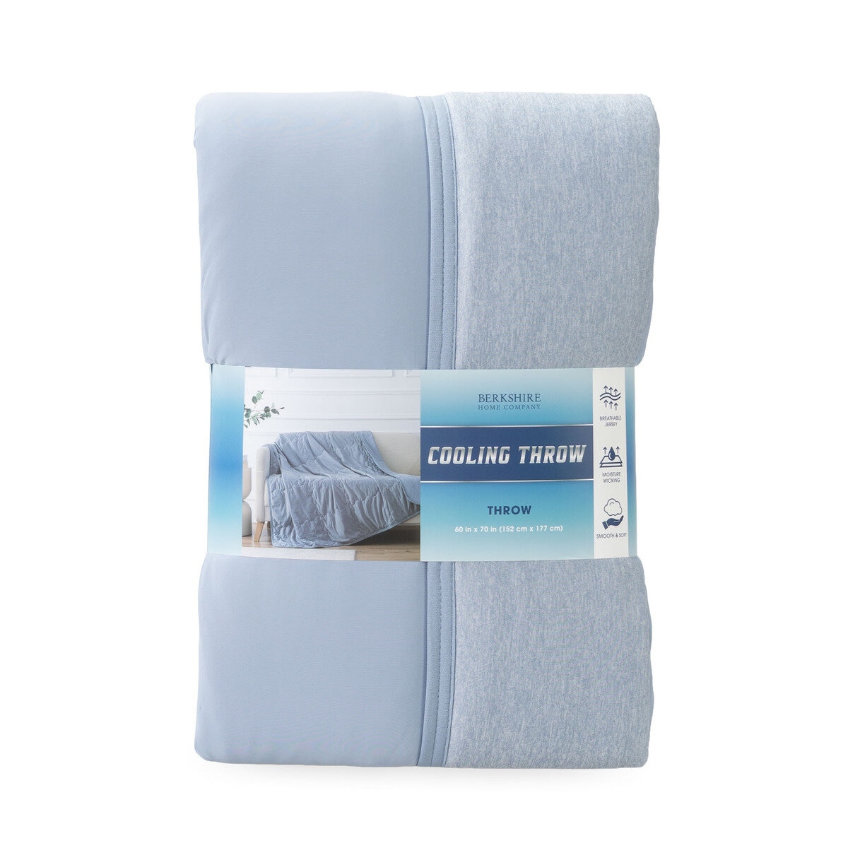 クーリング大判ひざ掛け 152cm x 177cm ヘザーブルー