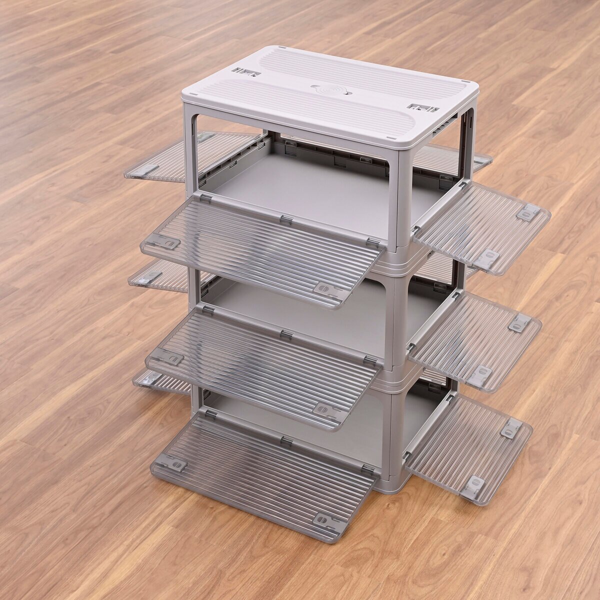 YAMAZEN コンテナフルオープンボックスL 3個組 グレージュ