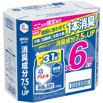 アリエールジェル 液体洗濯洗剤 消臭成分アップ 1,260g x 6個