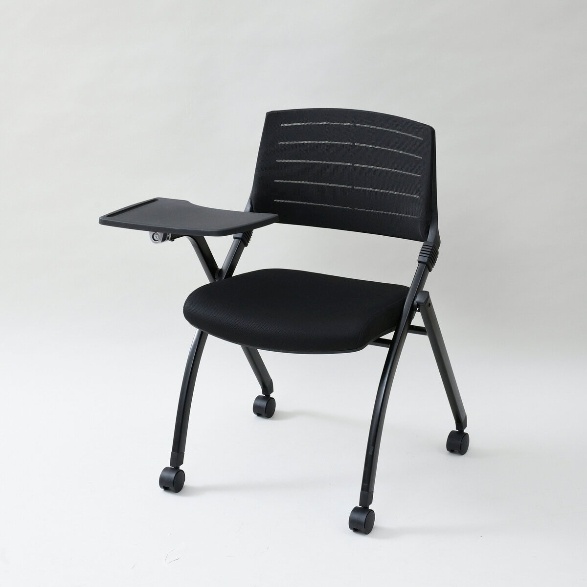 YAMAZEN キャスター付きミーティングチェア メモ台付き ブラック