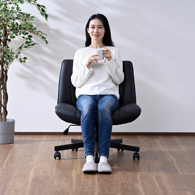 YAMAZEN ソファチェア あぐらがかける椅子 ブラック