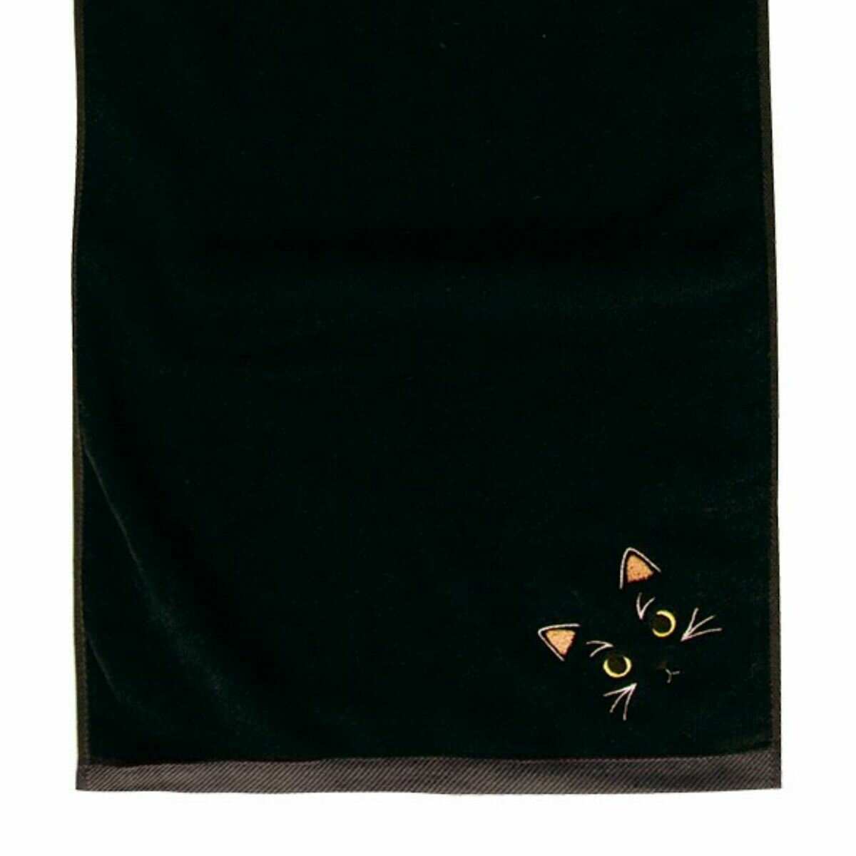 Uchinoko うちのニャンコ毛並ロングフェイスタオル 34cm x 100cm 3枚組 黒猫/ブラック