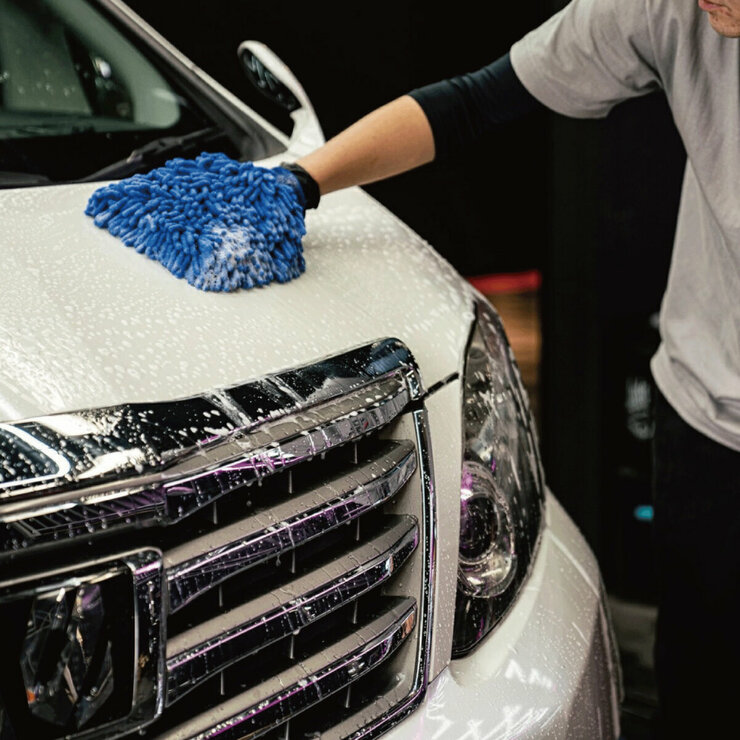 COAZ SELECTION ウォッシュミット 22cm x 16cm 柔らかく洗浄力抜群 ブルー&グレー