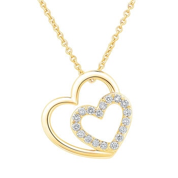 14K イエローゴールド 0.15カラット ダイヤモンド ハートネックレス