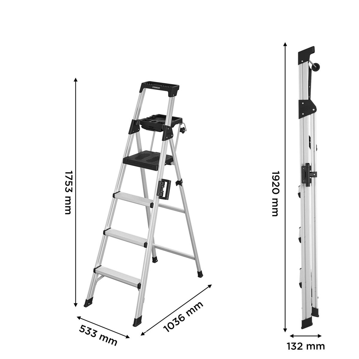COSCO シグネチャーシリーズ 6フィート アルミニウム ステップラダー タイプⅡ / 脚立 COSCO シグネチャーシリーズ 6フィート アルミニウム ステップラダー タイプⅡ / 脚立