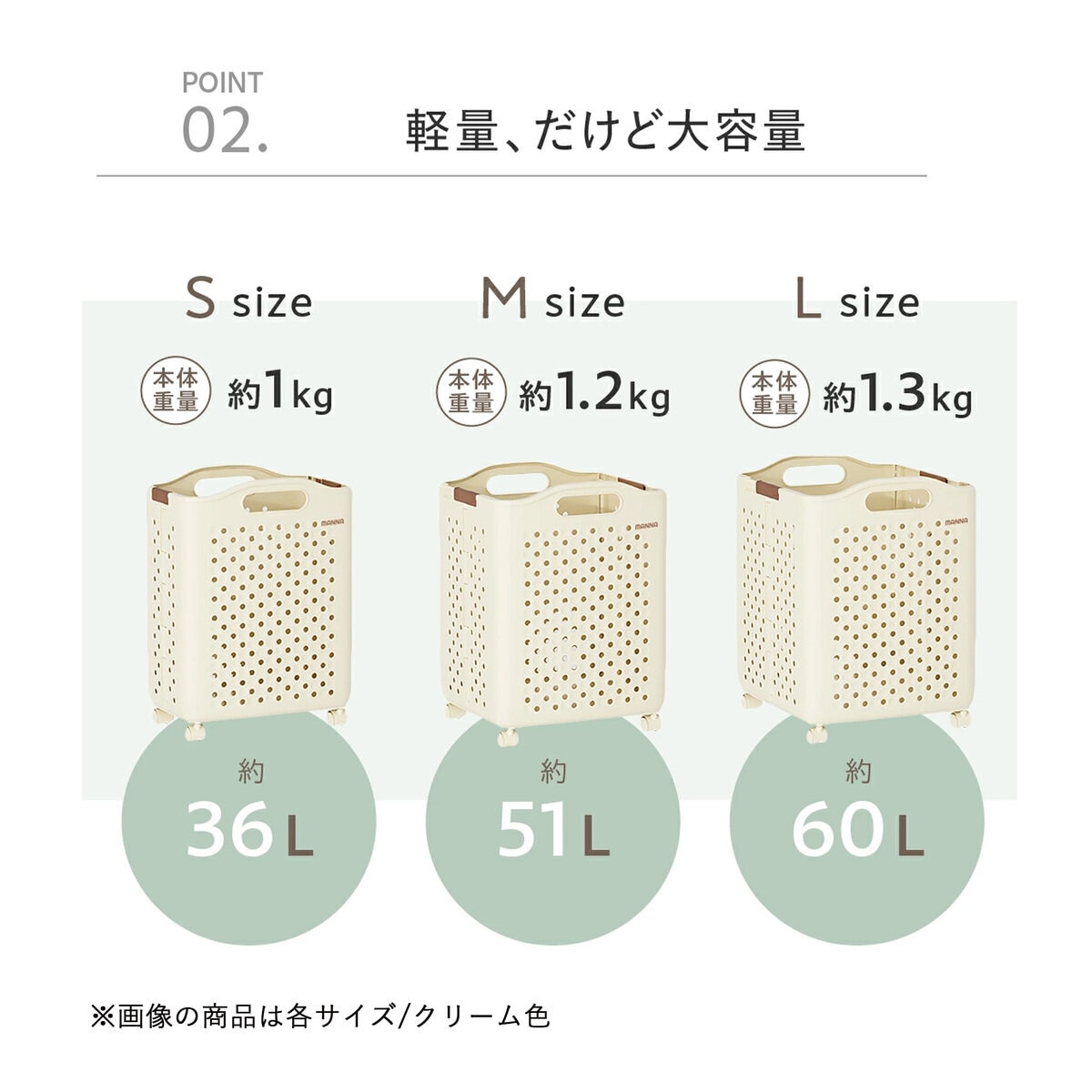 7Life ランドリーバスケット 折り畳み キャスター付き -M