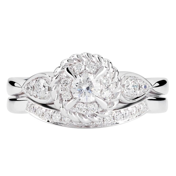 18K ホワイトゴールド 0.39カラット ダイヤモンドリングセット 18K ホワイトゴールド 0.39カラット ダイヤモンドリングセット